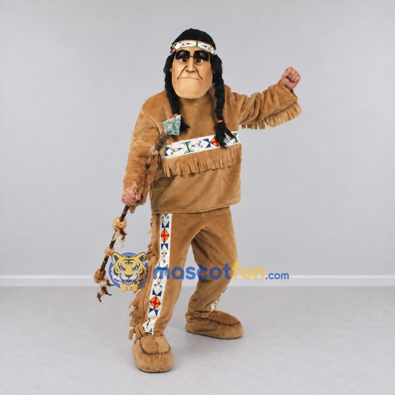 Custom Tan and Black Ape in Fringed Outfit Mascot Costume Adult Full Body Suit for Themed Parties Custom Tan and Black Ape in Fringed Outfit Mascot Costume Adult Full Body Suit for Themed Parties