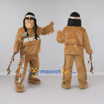 Custom Tan and Black Ape in Fringed Outfit Mascot Costume Adult Full Body Suit for Themed Parties