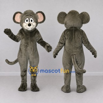 Custom Gray and White Mouse Mascot Costume Adult Full Body Suit for School Events