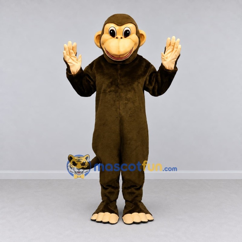 Custom Dark Brown and Tan Monkey Mascot Costume Adult Full Body Suit for Wildlife Events