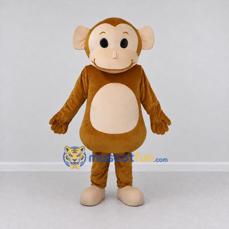 Custom Tan and Cream Monkey Mascot Costume Adult Full Body Suit for School Events Custom Tan and Cream Monkey Mascot Costume Adult Full Body Suit for School Events