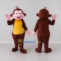 Custom Brown Yellow and Pink Monkey Mascot Costume Adult Full Body Suit for School Events