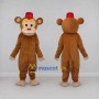 Custom Tan and Red Monkey in Fez Mascot Costume Adult Full Body Suit for Themed Parties