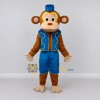 Custom Tan and Blue Monkey in Vest and Fez Mascot Costume Adult Full Body Suit for Themed Parties
