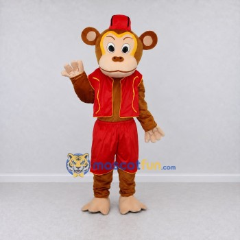 Custom Tan and Red Monkey in Vest and Fez Mascot Costume Adult Full Body Suit for Themed Parties Custom Tan and Red Monkey in Vest and Fez Mascot Costume Adult Full Body Suit for Themed Parties
