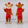 Custom Tan and Red Monkey in Vest and Fez Mascot Costume Adult Full Body Suit for Themed Parties