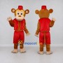 Custom Tan and Red Monkey in Vest and Fez Mascot Costume Adult Full Body Suit for Themed Parties
