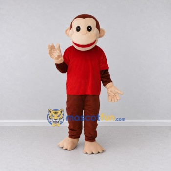 Custom Brown and Red Monkey in T Shirt Mascot Costume Adult Full Body Suit for School Events Custom Brown and Red Monkey in T Shirt Mascot Costume Adult Full Body Suit for School Events