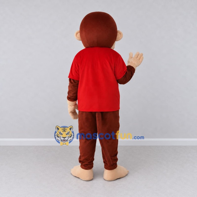 Custom Brown and Red Monkey in T Shirt Mascot Costume Adult Full Body Suit for School Events Custom Brown and Red Monkey in T Shirt Mascot Costume Adult Full Body Suit for School Events
