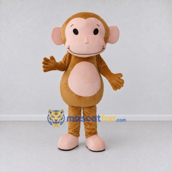 Custom Tan and Pink Monkey Mascot Costume Adult Full Body Suit for School Events Custom Tan and Pink Monkey Mascot Costume Adult Full Body Suit for School Events