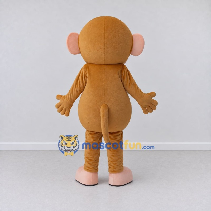 Custom Tan and Pink Monkey Mascot Costume Adult Full Body Suit for School Events Custom Tan and Pink Monkey Mascot Costume Adult Full Body Suit for School Events