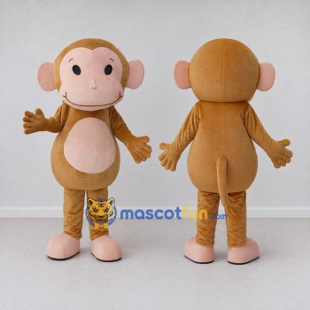 Custom Tan and Pink Monkey Mascot Costume Adult Full Body Suit for School Events