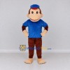 Custom Brown and Blue Monkey in Cap and T Shirt Mascot Costume Adult Full Body Suit for School Events