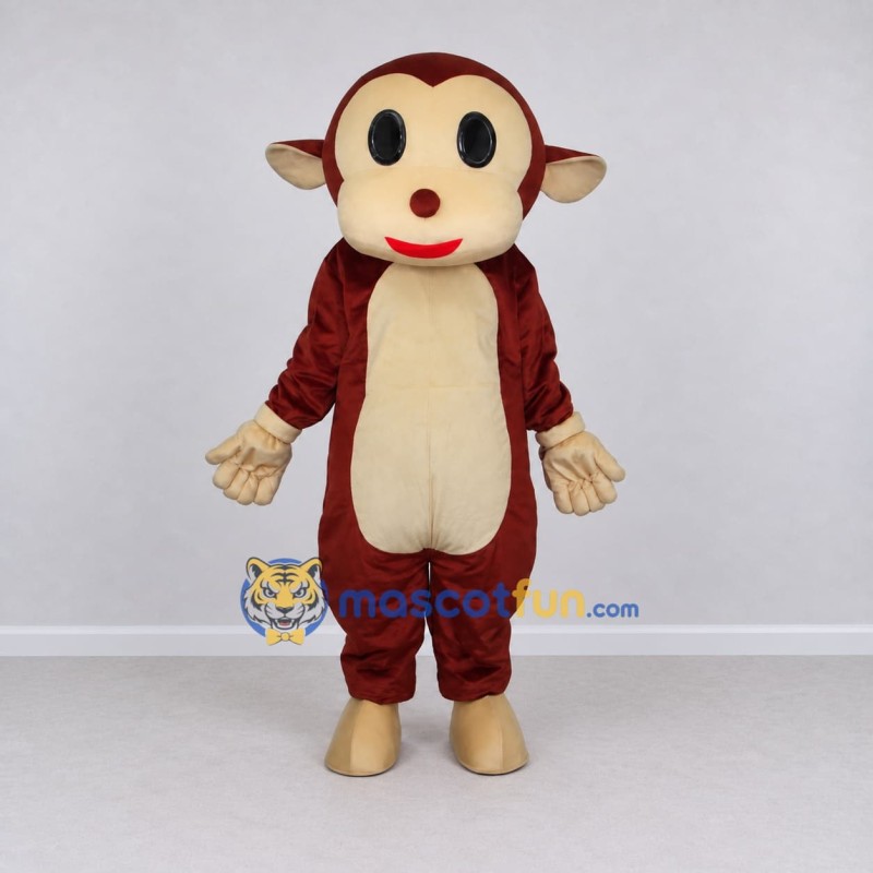 Custom Brown and Cream Monkey Mascot Costume Adult Full Body Suit for School Events Custom Brown and Cream Monkey Mascot Costume Adult Full Body Suit for School Events