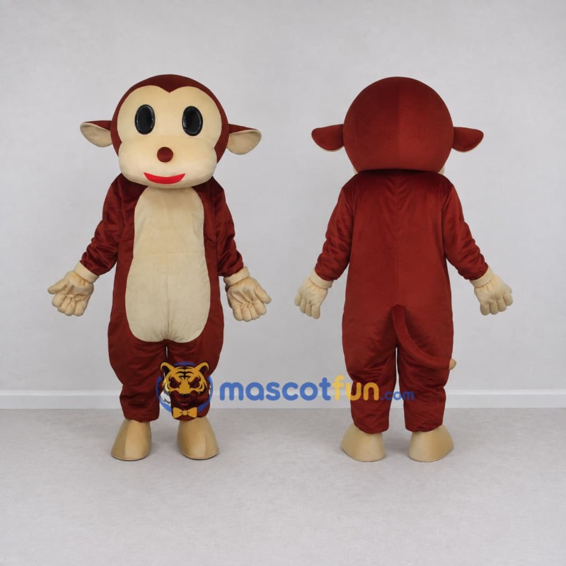 Custom Brown and Cream Monkey Mascot Costume Adult Full Body Suit for School Events Custom Brown and Cream Monkey Mascot Costume Adult Full Body Suit for School Events