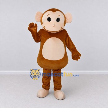 Custom Tan and Cream Monkey Mascot Costume Adult Full Body Suit for School Events Custom Tan and Cream Monkey Mascot Costume Adult Full Body Suit for School Events