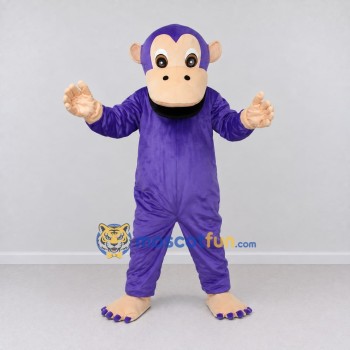 Custom Purple and Tan Monkey Mascot Costume Adult Full Body Suit for School Events Custom Purple and Tan Monkey Mascot Costume Adult Full Body Suit for School Events