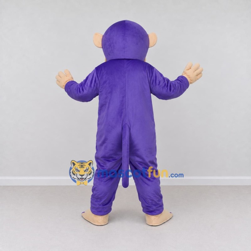 Custom Purple and Tan Monkey Mascot Costume Adult Full Body Suit for School Events Custom Purple and Tan Monkey Mascot Costume Adult Full Body Suit for School Events