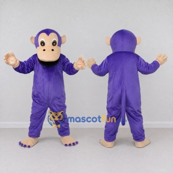 Custom Purple and Tan Monkey Mascot Costume Adult Full Body Suit for School Events