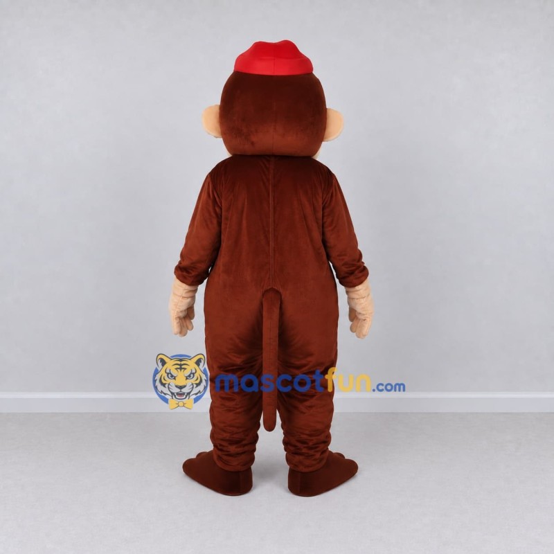 Custom Brown and Red Monkey in Cap Mascot Costume Adult Full Body Suit for School Events Custom Brown and Red Monkey in Cap Mascot Costume Adult Full Body Suit for School Events