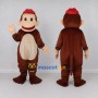 Custom Brown and Red Monkey in Cap Mascot Costume Adult Full Body Suit for School Events