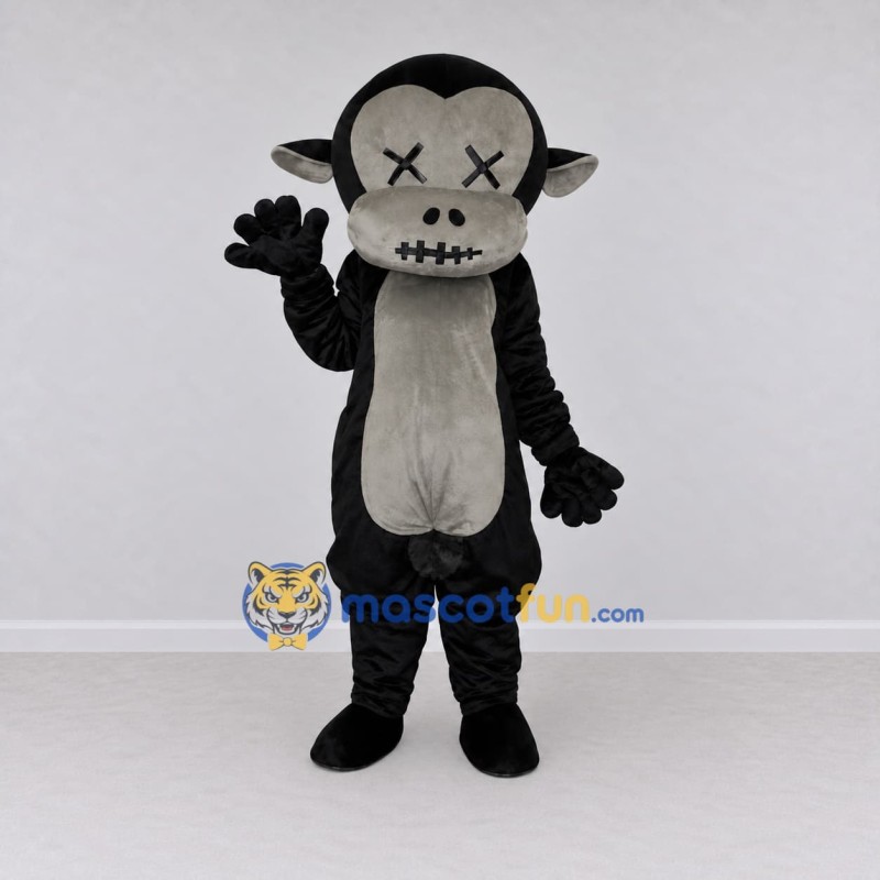 Custom Black and Gray Zombie Monkey Mascot Costume Adult Full Body Suit for Halloween Events Custom Black and Gray Zombie Monkey Mascot Costume Adult Full Body Suit for Halloween Events