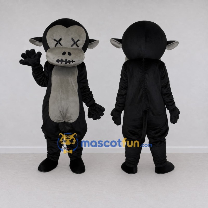 Custom Black and Gray Zombie Monkey Mascot Costume Adult Full Body Suit for Halloween Events Custom Black and Gray Zombie Monkey Mascot Costume Adult Full Body Suit for Halloween Events