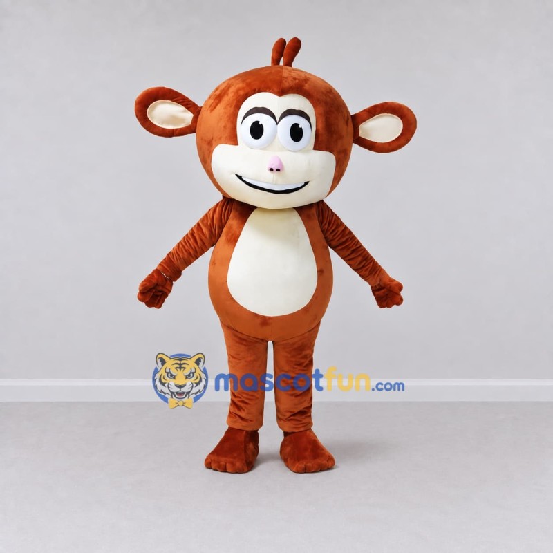 Custom Reddish Brown and White Monkey Mascot Costume Adult Full Body Suit for School Events Custom Reddish Brown and White Monkey Mascot Costume Adult Full Body Suit for School Events