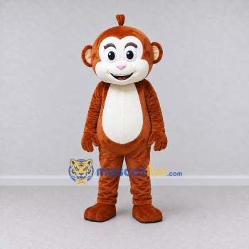 Custom Reddish Brown and White Monkey Mascot Costume Adult Full Body Suit for School Events Custom Reddish Brown and White Monkey Mascot Costume Adult Full Body Suit for School Events