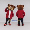 Custom Brown and Red Bear in Jacket Mascot Costume Adult Full Body Suit for School Events Custom Brown and Red Bear in Jacket Mascot Costume Adult Full Body Suit for School Events