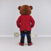 Custom Brown and Red Bear in Jacket Mascot Costume Adult Full Body Suit for School Events Custom Brown and Red Bear in Jacket Mascot Costume Adult Full Body Suit for School Events