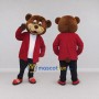Custom Brown and Red Bear in Jacket Mascot Costume Adult Full Body Suit for School Events