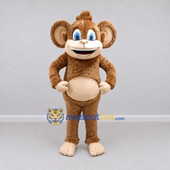 Custom Tan and Cream Monkey Mascot Costume Adult Full Body Suit for School Events Custom Tan and Cream Monkey Mascot Costume Adult Full Body Suit for School Events