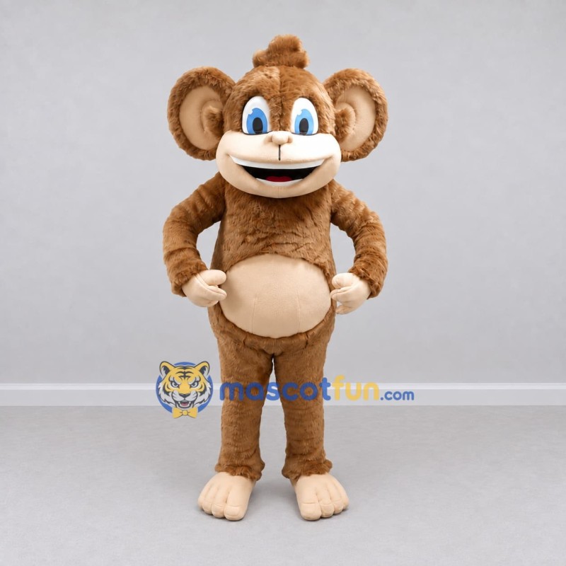 Custom Tan and Cream Monkey Mascot Costume Adult Full Body Suit for School Events Custom Tan and Cream Monkey Mascot Costume Adult Full Body Suit for School Events