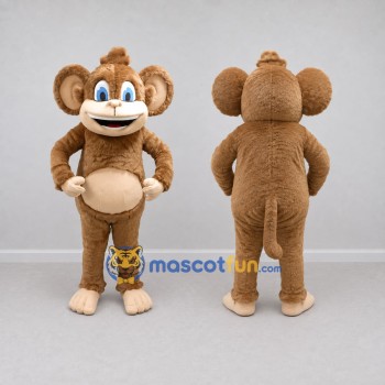 Custom Tan and Cream Monkey Mascot Costume Adult Full Body Suit for School Events