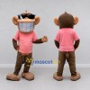 Custom Brown and Pink Monkey in Sunglasses and T Shirt Mascot Costume Adult Full Body Suit for School Events Custom Brown and Pink Monkey in Sunglasses and T Shirt Mascot Costume Adult Full Body Suit for School Events
