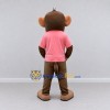 Custom Brown and Pink Monkey in Sunglasses and T Shirt Mascot Costume Adult Full Body Suit for School Events Custom Brown and Pink Monkey in Sunglasses and T Shirt Mascot Costume Adult Full Body Suit for School Events