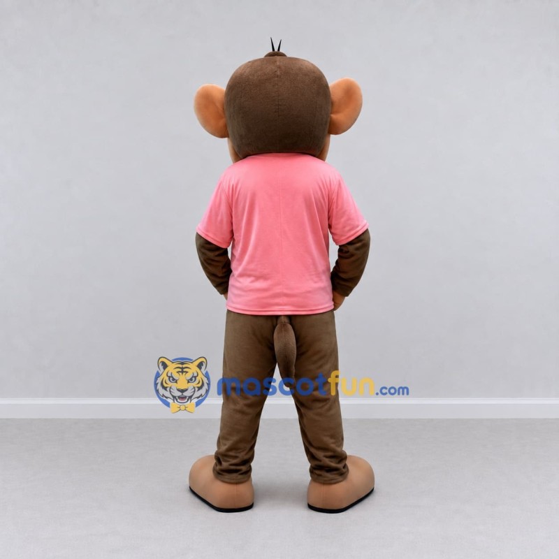 Custom Brown and Pink Monkey in Sunglasses and T Shirt Mascot Costume Adult Full Body Suit for School Events Custom Brown and Pink Monkey in Sunglasses and T Shirt Mascot Costume Adult Full Body Suit for School Events
