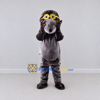 Custom Gray and Yellow Ape with Goggles Mascot Costume Adult Full Body Suit for Themed Parties Custom Gray and Yellow Ape with Goggles Mascot Costume Adult Full Body Suit for Themed Parties