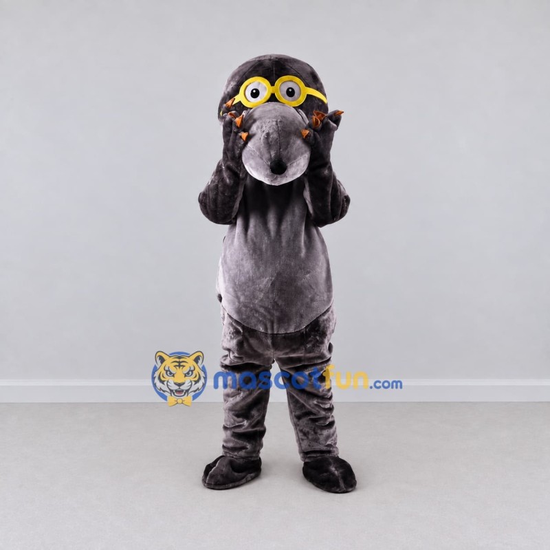 Custom Gray and Yellow Ape with Goggles Mascot Costume Adult Full Body Suit for Themed Parties