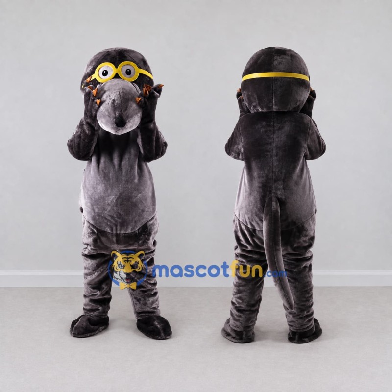Custom Gray and Yellow Ape with Goggles Mascot Costume Adult Full Body Suit for Themed Parties