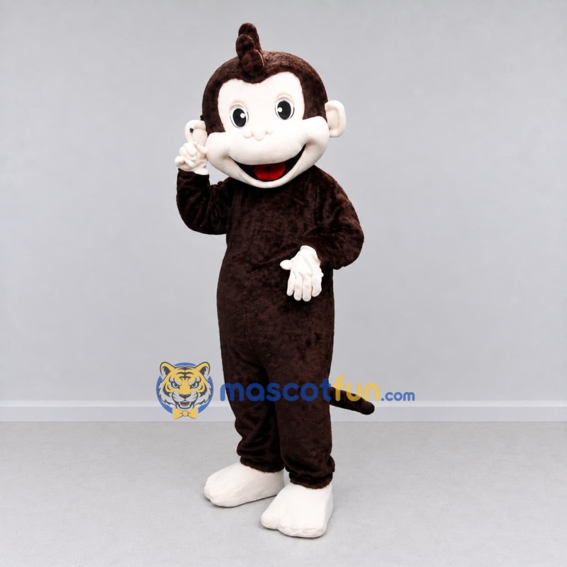 Custom Brown and Cream Monkey Mascot Costume Adult Full Body Suit for School Events Custom Brown and Cream Monkey Mascot Costume Adult Full Body Suit for School Events