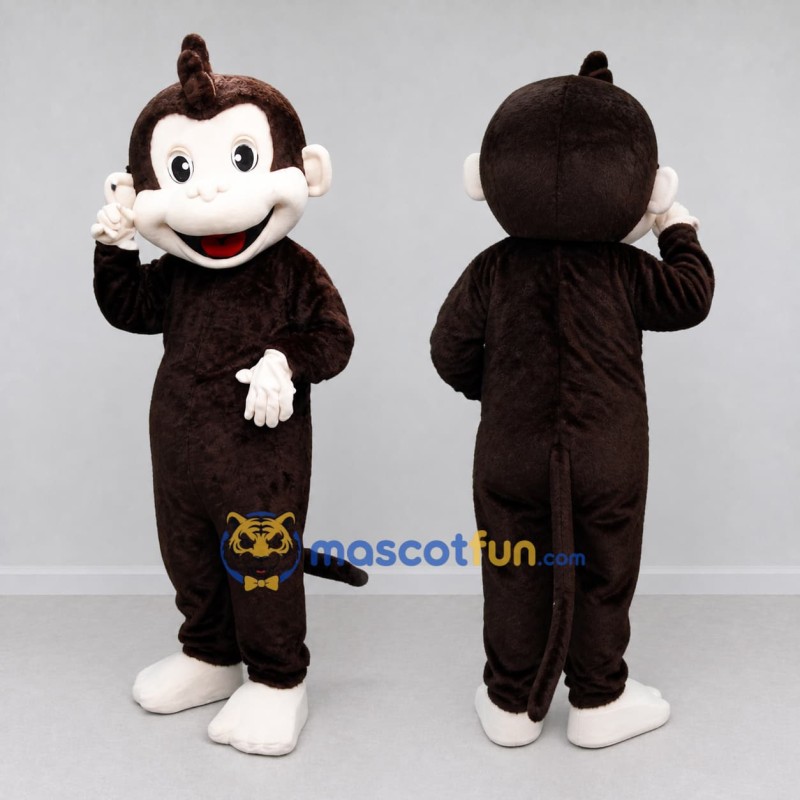 Custom Brown and Cream Monkey Mascot Costume Adult Full Body Suit for School Events Custom Brown and Cream Monkey Mascot Costume Adult Full Body Suit for School Events