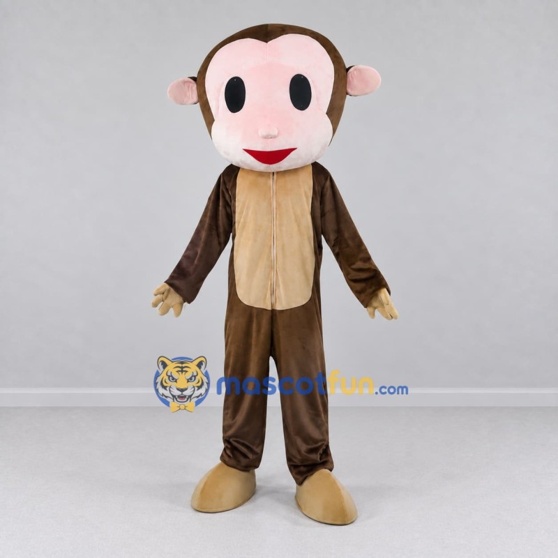 Custom Brown and Tan Monkey Mascot Costume Adult Full Body Suit for School Events Custom Brown and Tan Monkey Mascot Costume Adult Full Body Suit for School Events