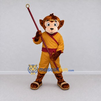 Custom Brown and Yellow Monkey King Mascot Costume Adult Full Body Suit for Themed Parties