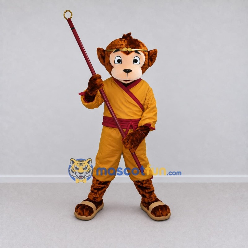 Custom Brown and Yellow Monkey King Mascot Costume Adult Full Body Suit for Themed Parties Custom Brown and Yellow Monkey King Mascot Costume Adult Full Body Suit for Themed Parties