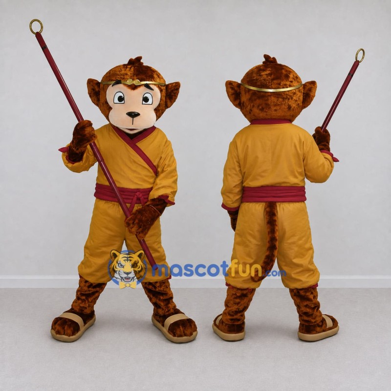 Custom Brown and Yellow Monkey King Mascot Costume Adult Full Body Suit for Themed Parties Custom Brown and Yellow Monkey King Mascot Costume Adult Full Body Suit for Themed Parties