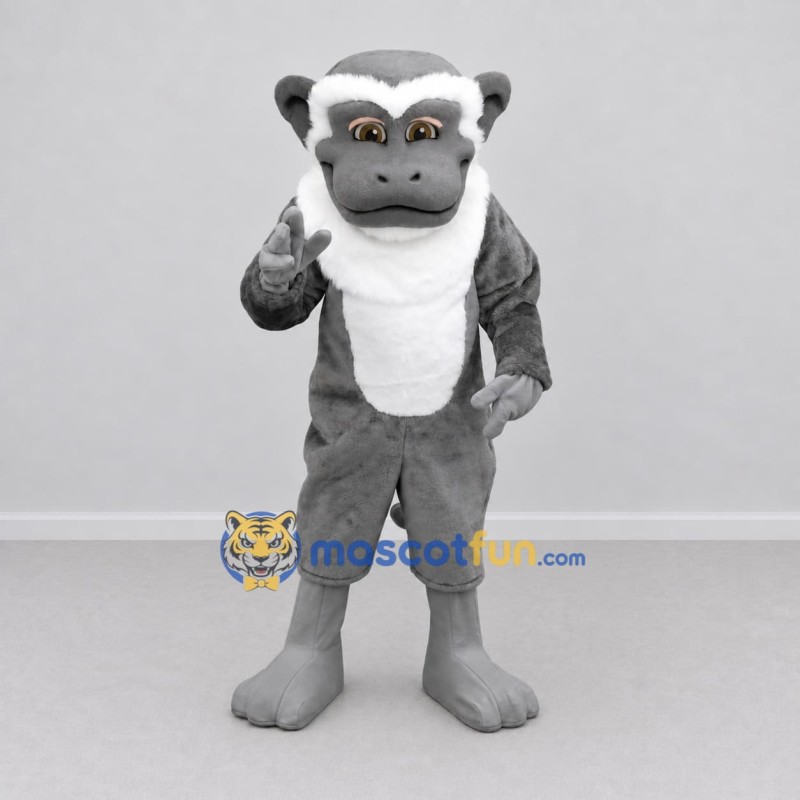 Custom Gray and White Ape Mascot Costume Adult Full Body Suit for Wildlife Events Custom Gray and White Ape Mascot Costume Adult Full Body Suit for Wildlife Events