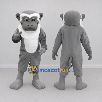 Custom Gray and White Ape Mascot Costume Adult Full Body Suit for Wildlife Events