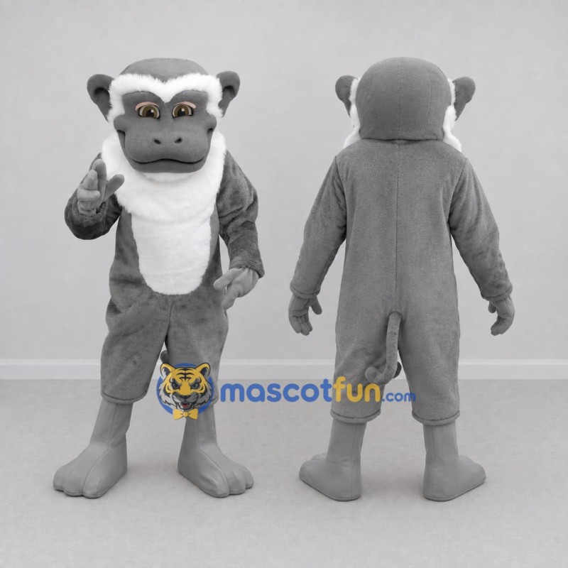 Custom Gray and White Ape Mascot Costume Adult Full Body Suit for Wildlife Events Custom Gray and White Ape Mascot Costume Adult Full Body Suit for Wildlife Events